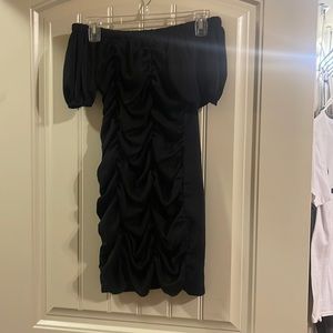 Off the shoulder tight black dress